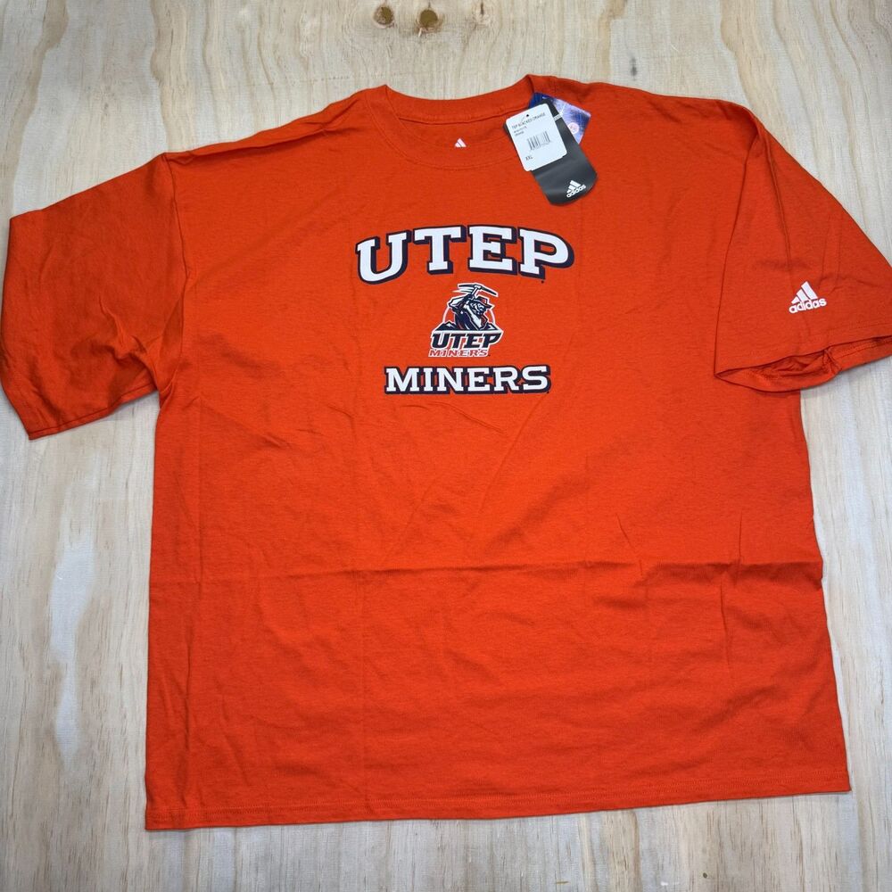 NEW UTEP Miners Adidas Cotton Short Sleeve Crewneck Shirt Orange 2XL